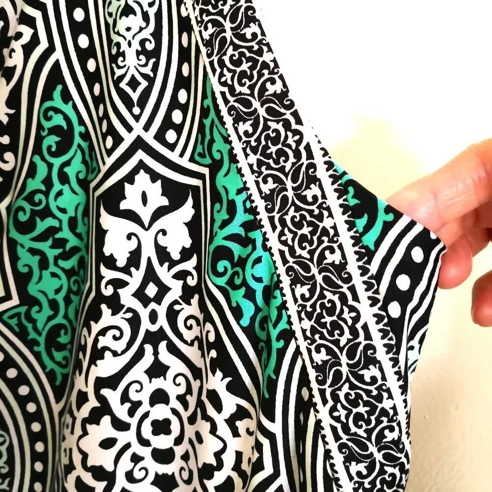 White House Black Market Sleeveless Blouson Geo Print Maxi Dress Medium M - Picture 5 of 9